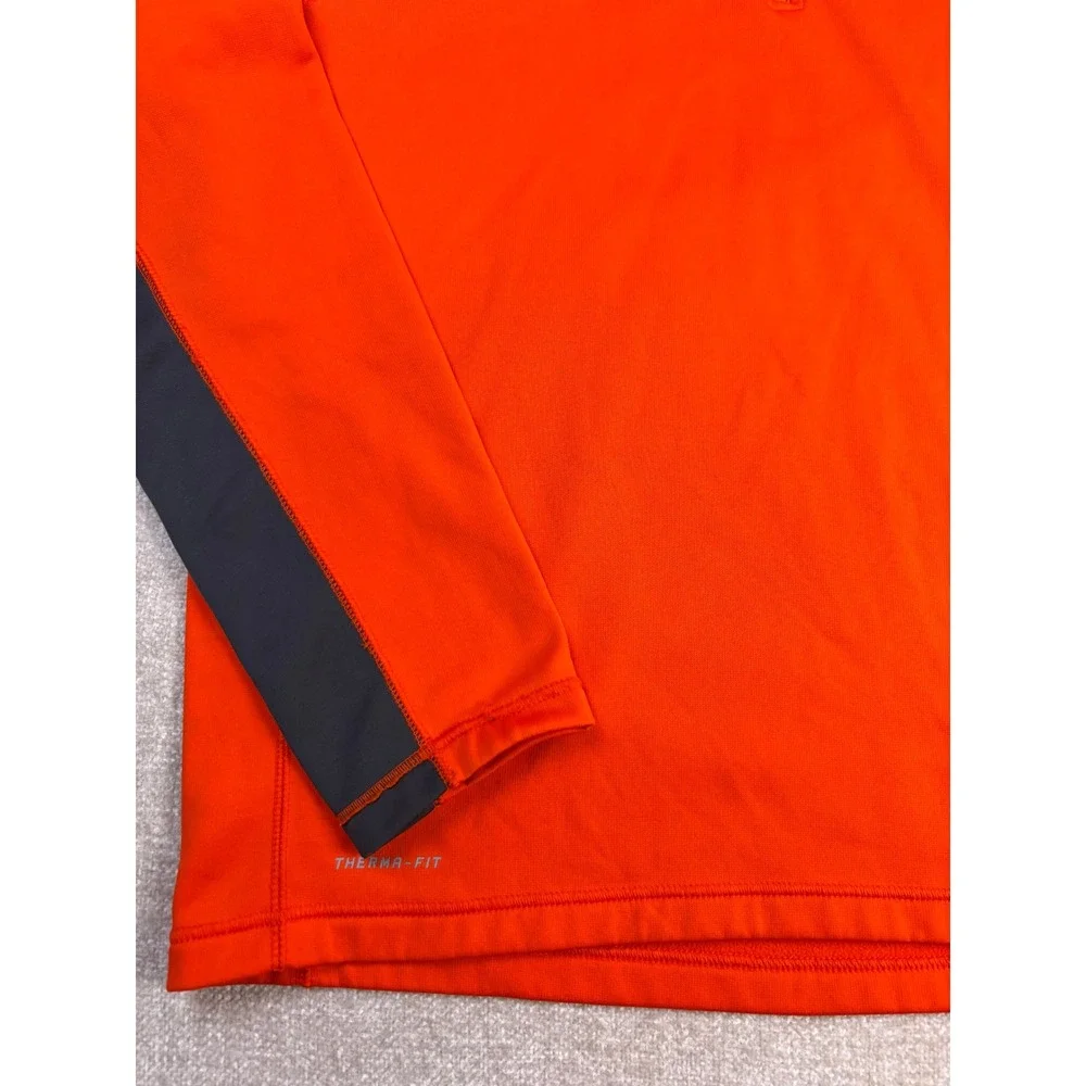 Nike Therma-FIT Mens Large Orange Quarter Zip Pullover Fleece Training Top 3231